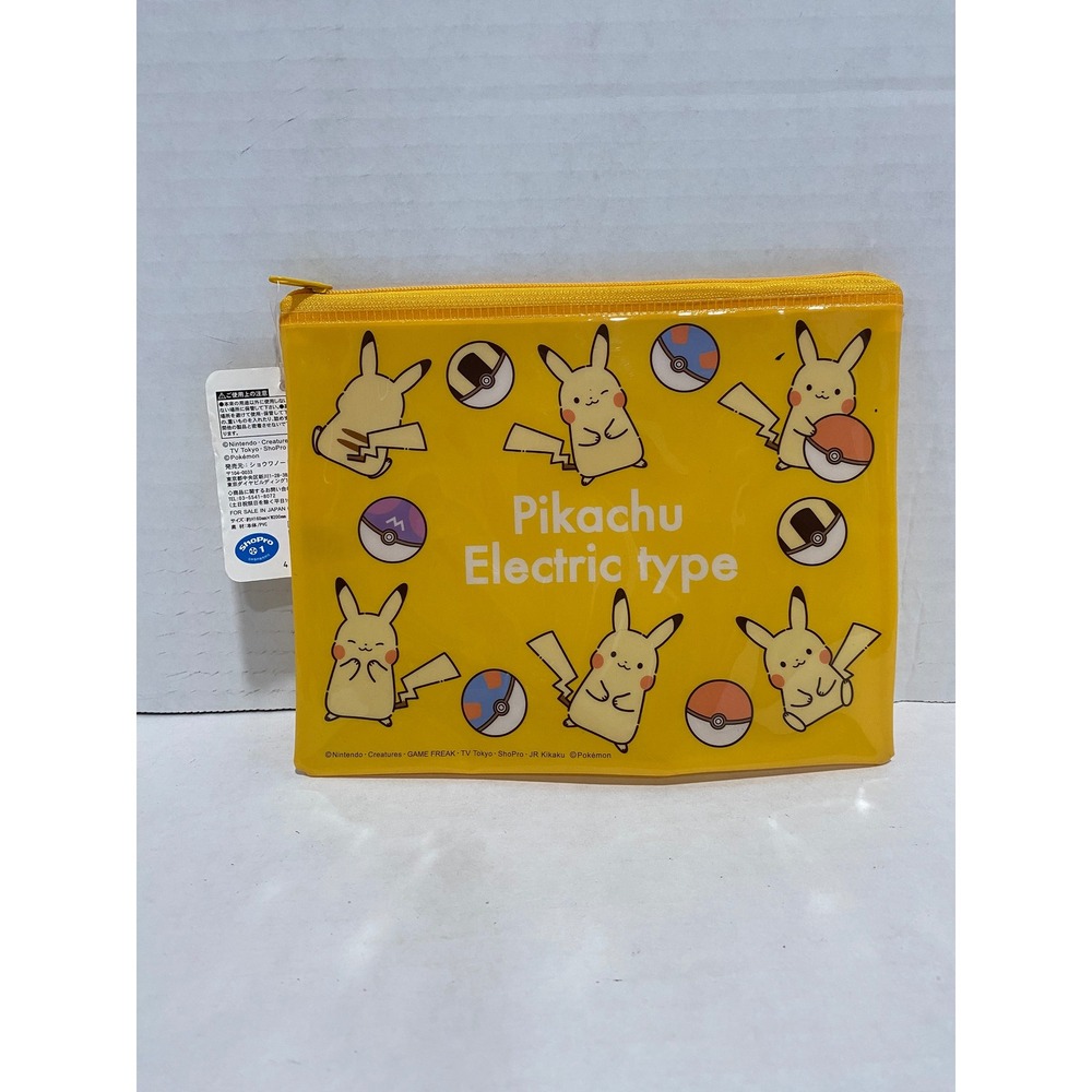 Nintendo Pokemon Pikachu Electric Type Flat Pouch Yellow Large NWT
